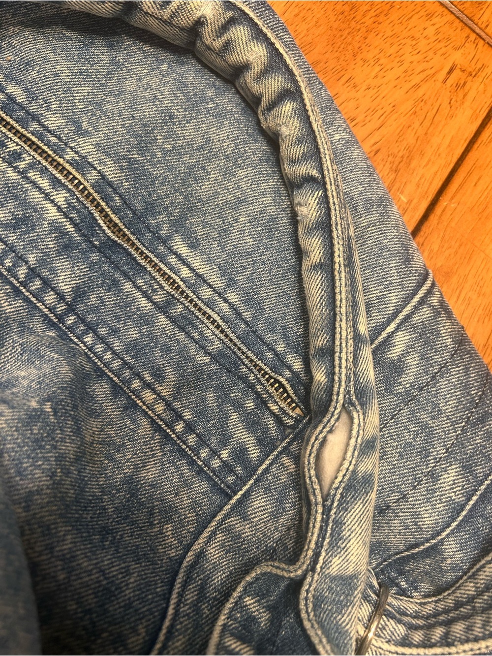 Vintage Acid Washed Blue Denim Tote Bag-Numerous Pockets/Zippers - Picture 8 of 8